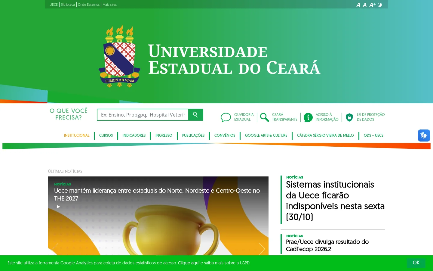 Home - UNIVERSIDADE ESTADUAL DO CEARÁ 首页截图