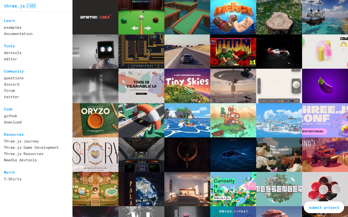 Three.js 首页截图