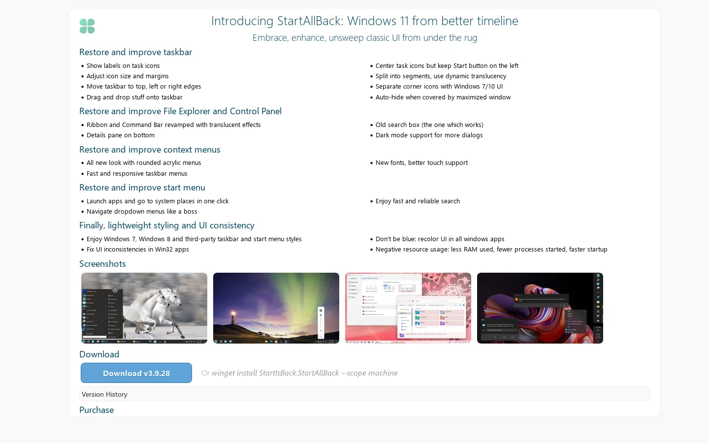 StartAllBack to fix all Windows 11 deal-breaking UI issues 首页截图
