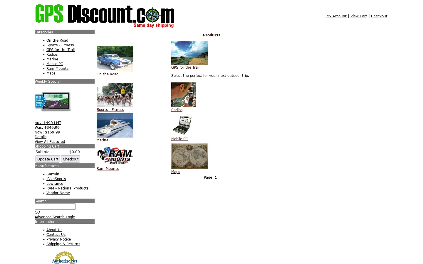 GPS Discount, Inc. Authorized Garmin Lowrance Eagle Ram Dealer 首页截图