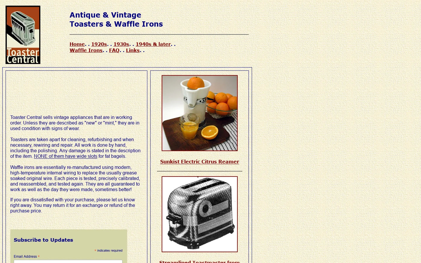 Working Vintage Toasters 首页截图