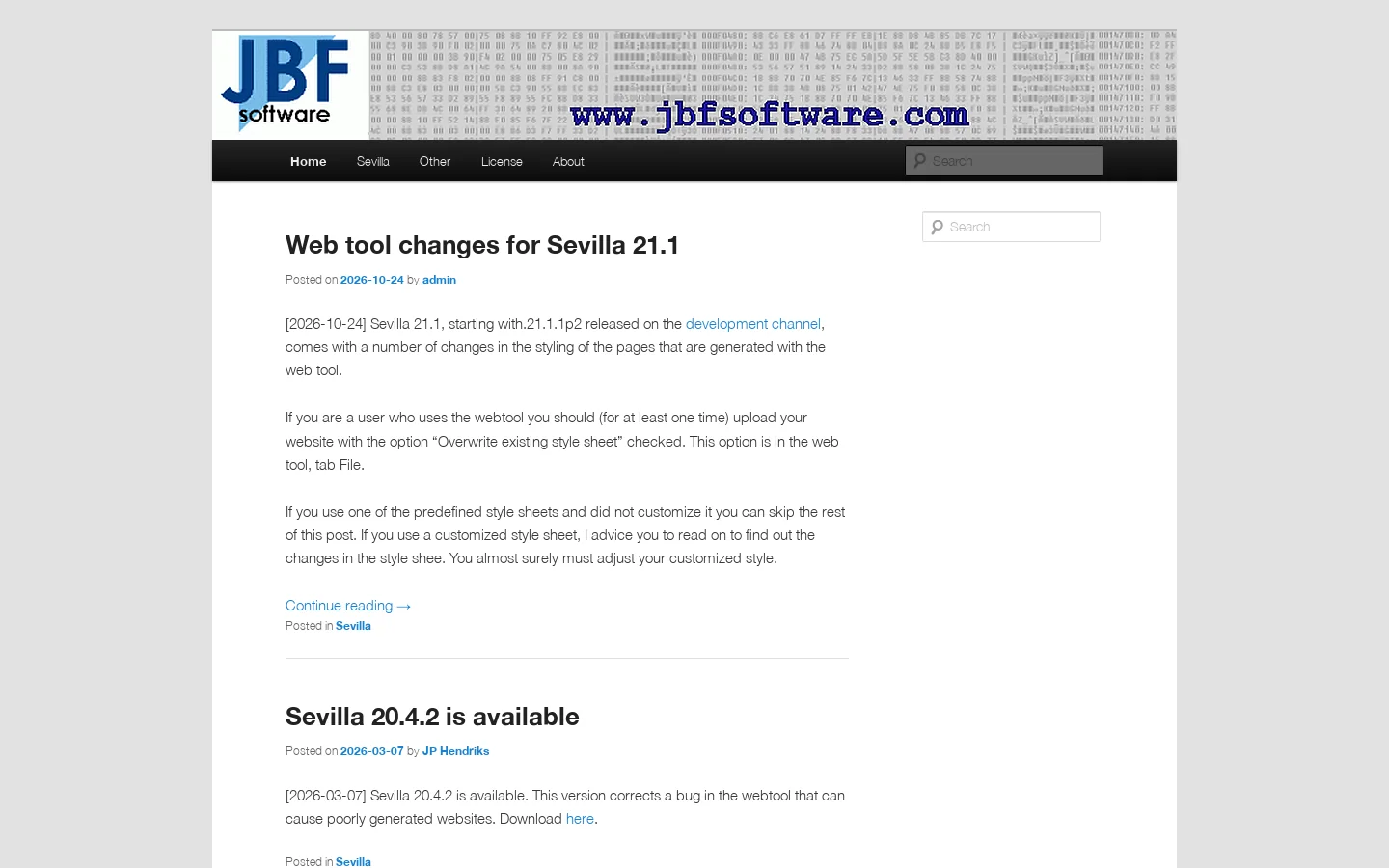 Home of JBF Software 首页截图