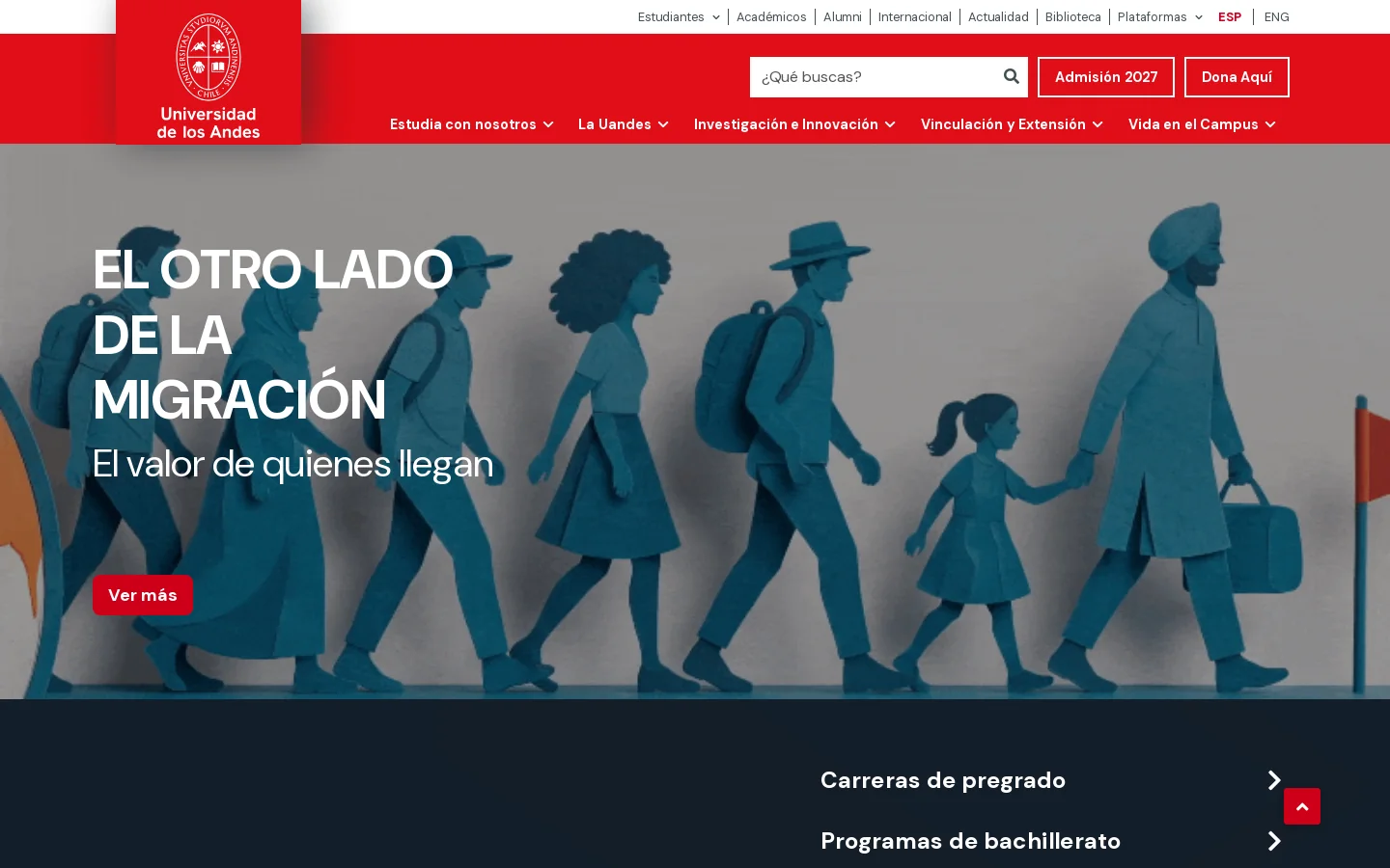 Inicio - Universidad de los Andes 首页截图