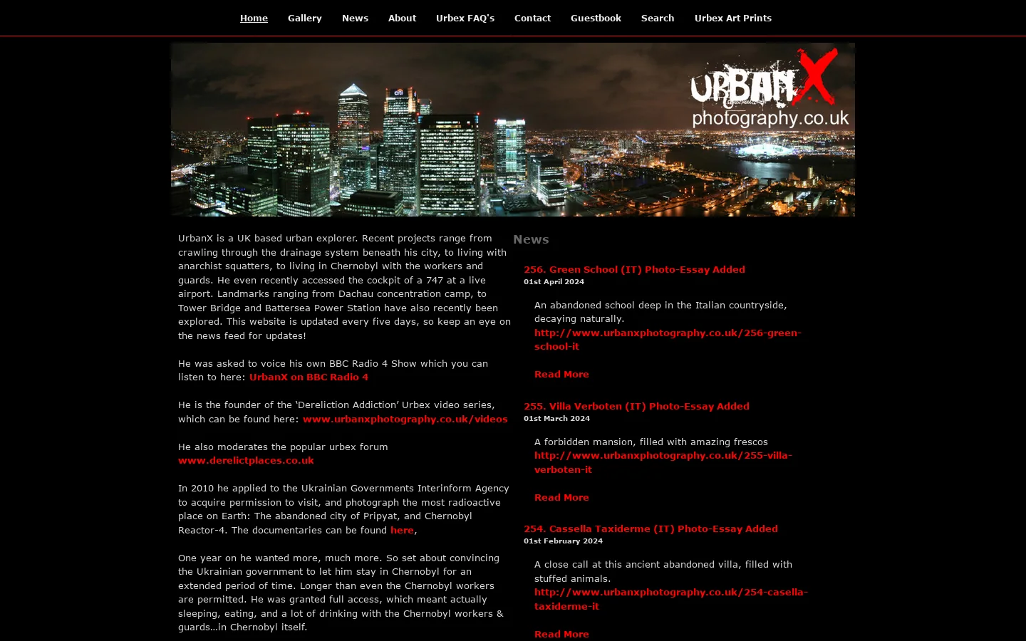 Chernobyl, Pripyat and Svalbard resource. UK Urbex, Urban Exploration Photography. 首页截图