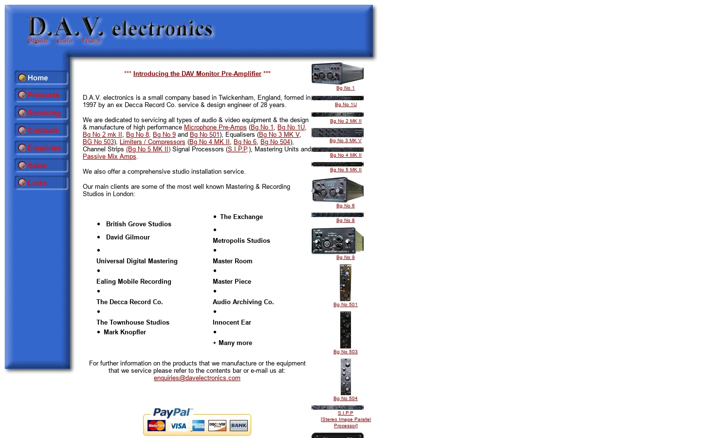 D.A.V. electronics 首页截图