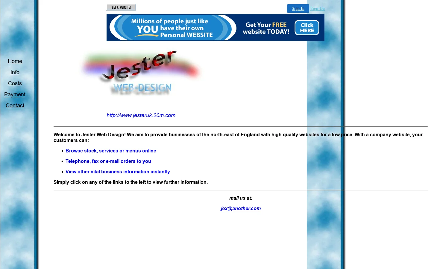 Jester Web Design 首页截图