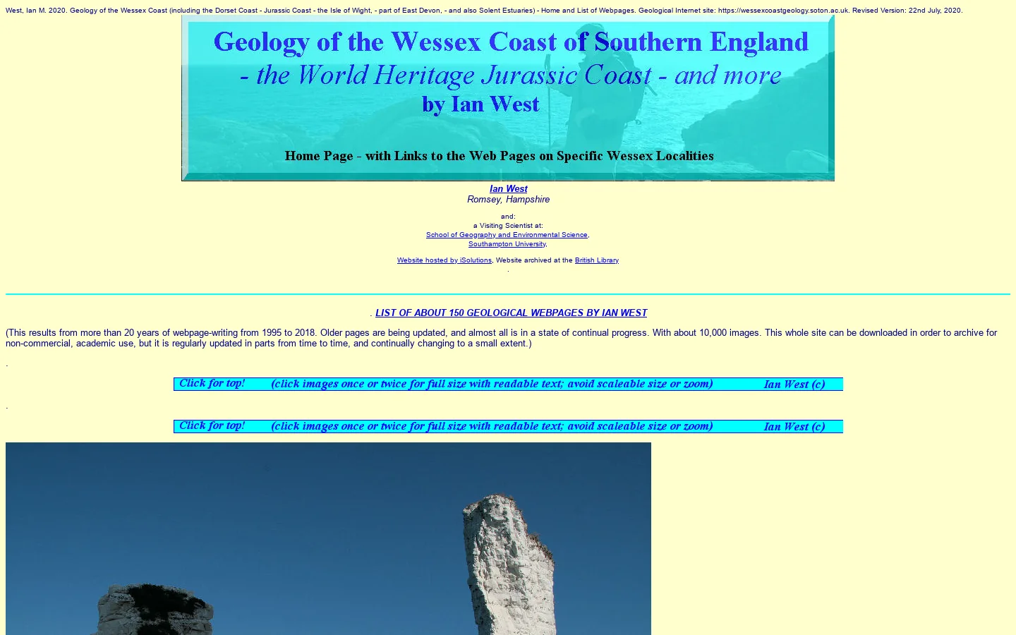 Geology of the Wessex Coast, Southern England by Ian West - Index and Home Page 首页截图