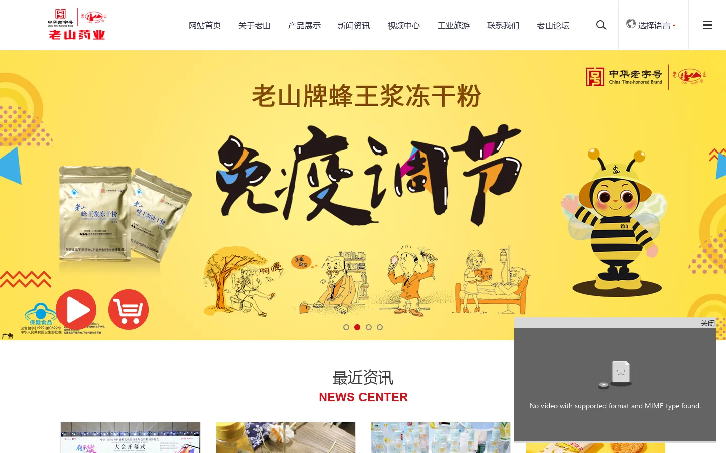 南京老山药业股份有限公司_老山药业 首页截图