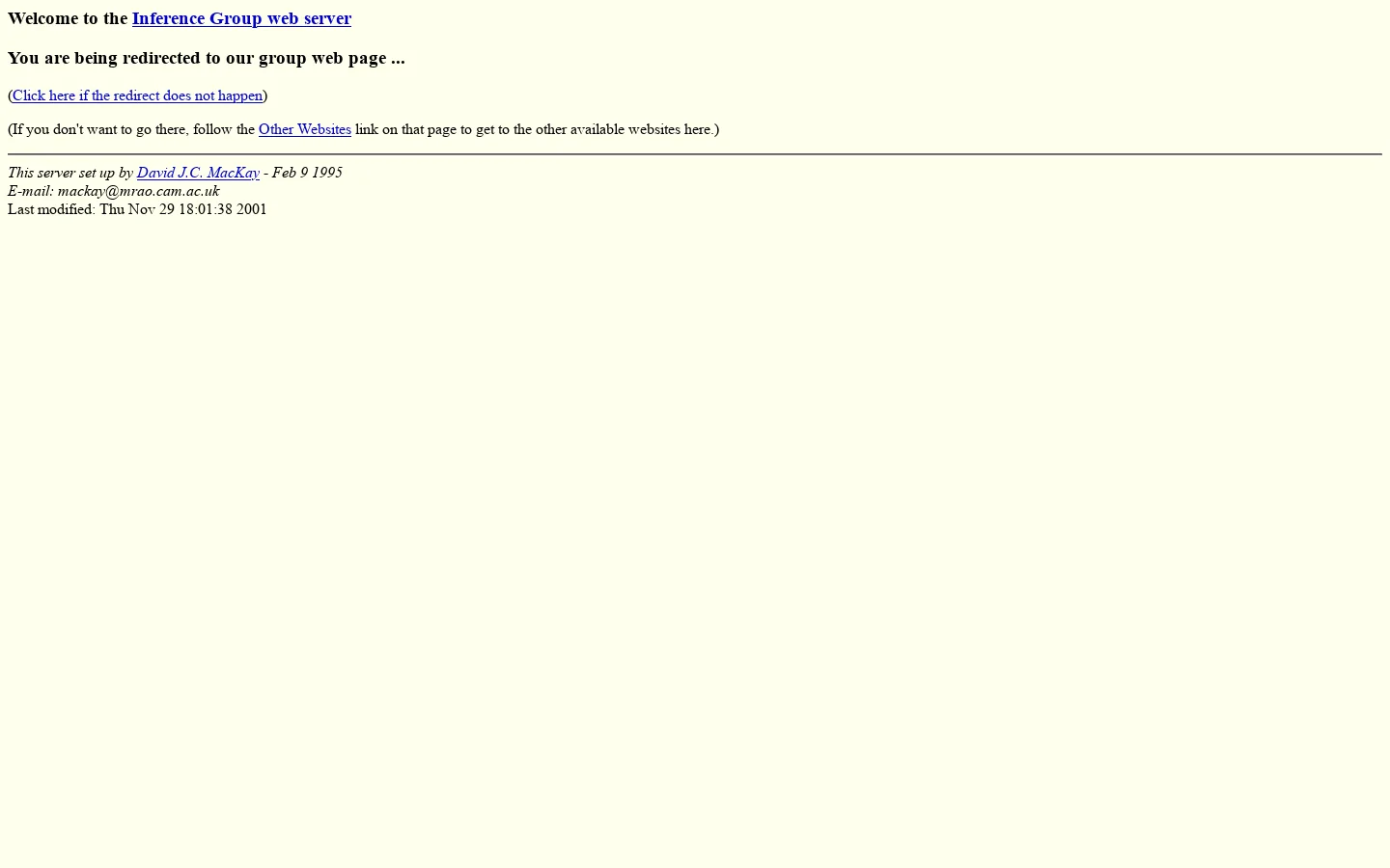Inference Group WWW Server, Cavendish Lab, Univ of Cambridge 首页截图