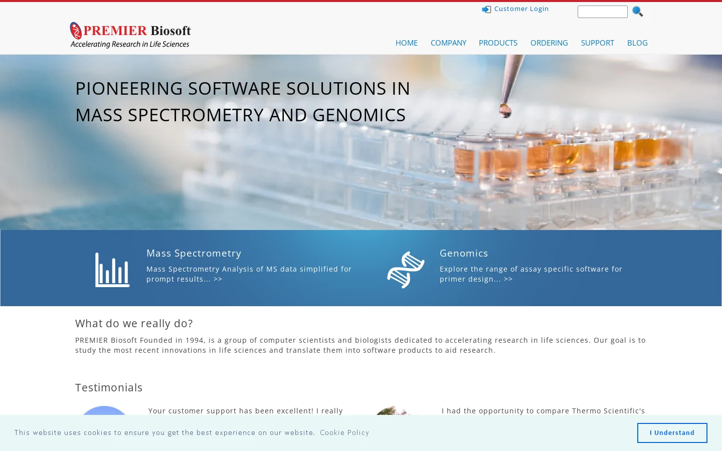 PREMIER Biosoft 首页截图