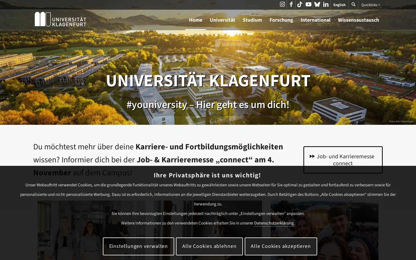 Universität Klagenfurt 首页截图