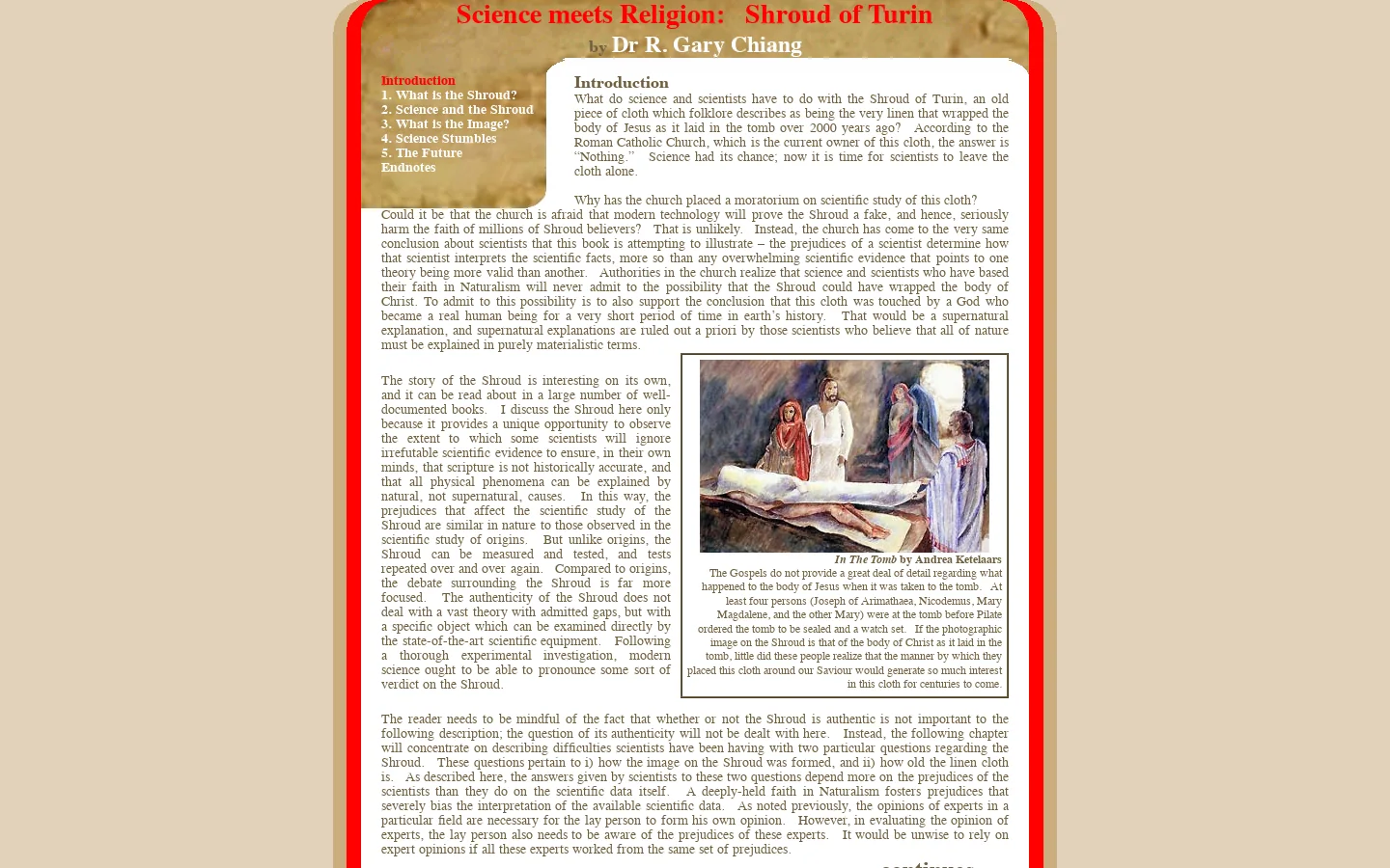 Shroud of Turin 首页截图