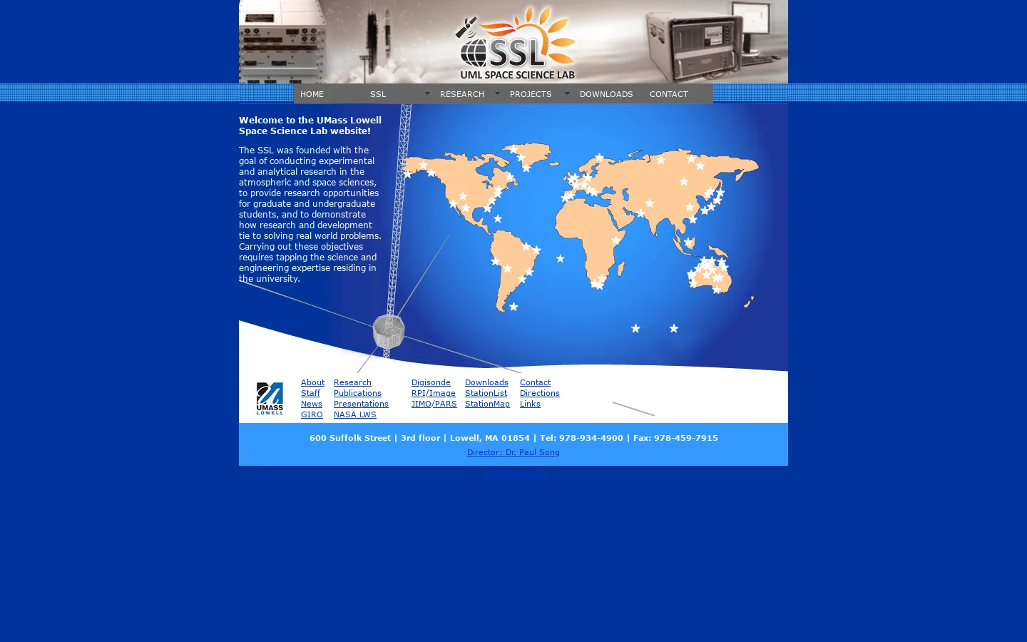 University of Mass Lowell, Space Science Laboratory 首页截图
