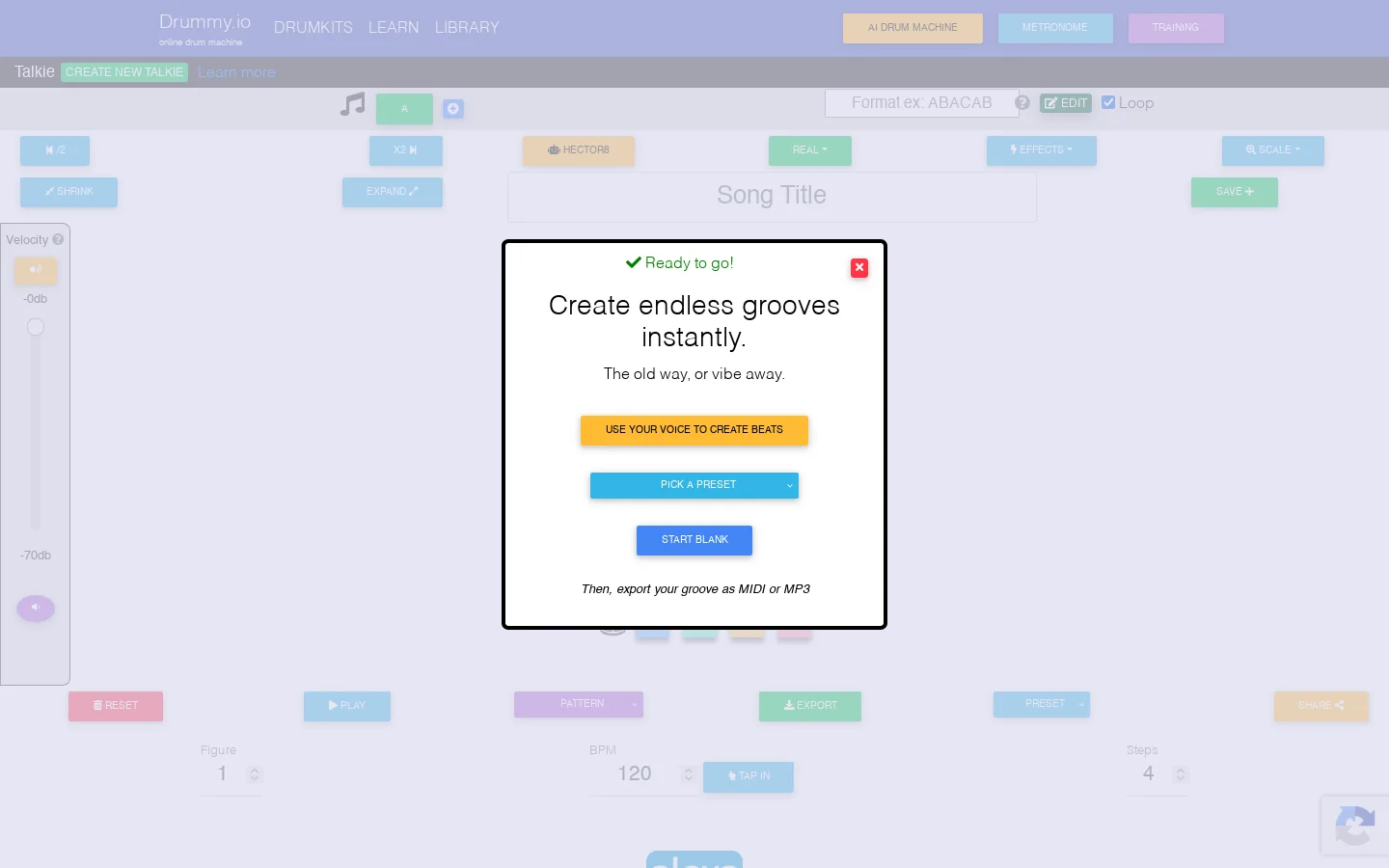 Drummy.io 首页截图