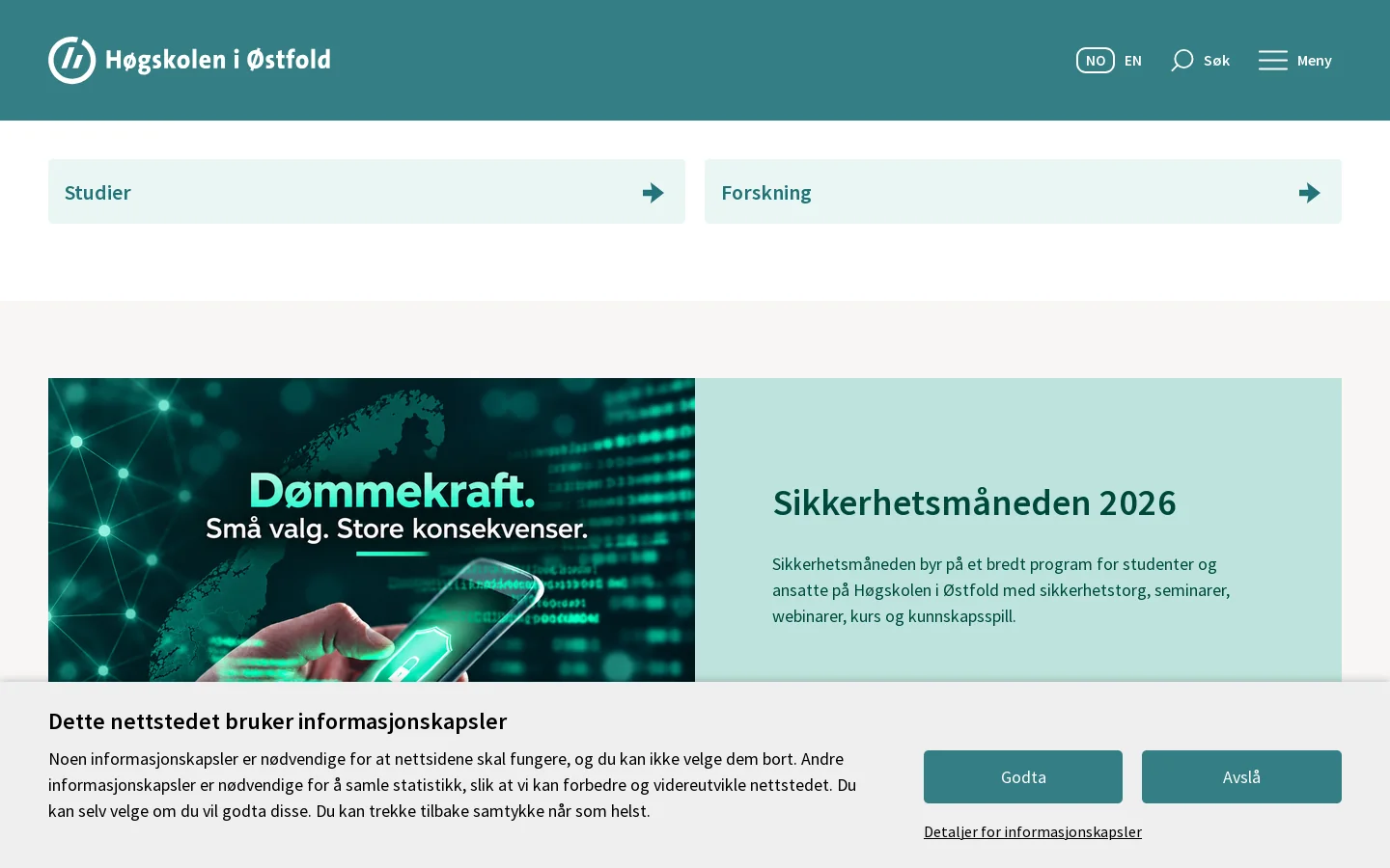 Forsiden – Høgskolen i Østfold 首页截图