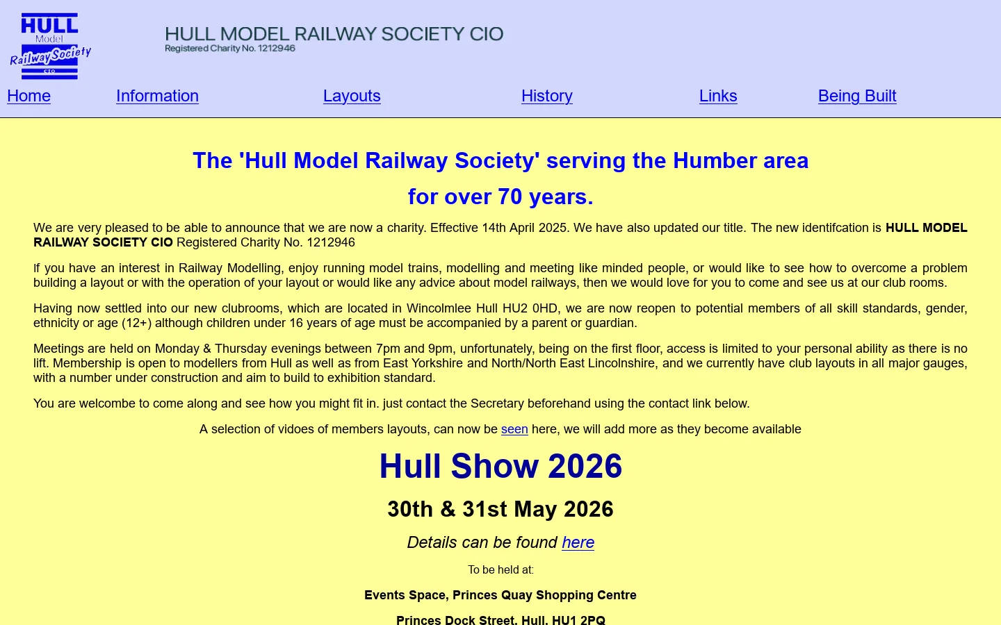 Hull Miniature Railway Society 首页截图