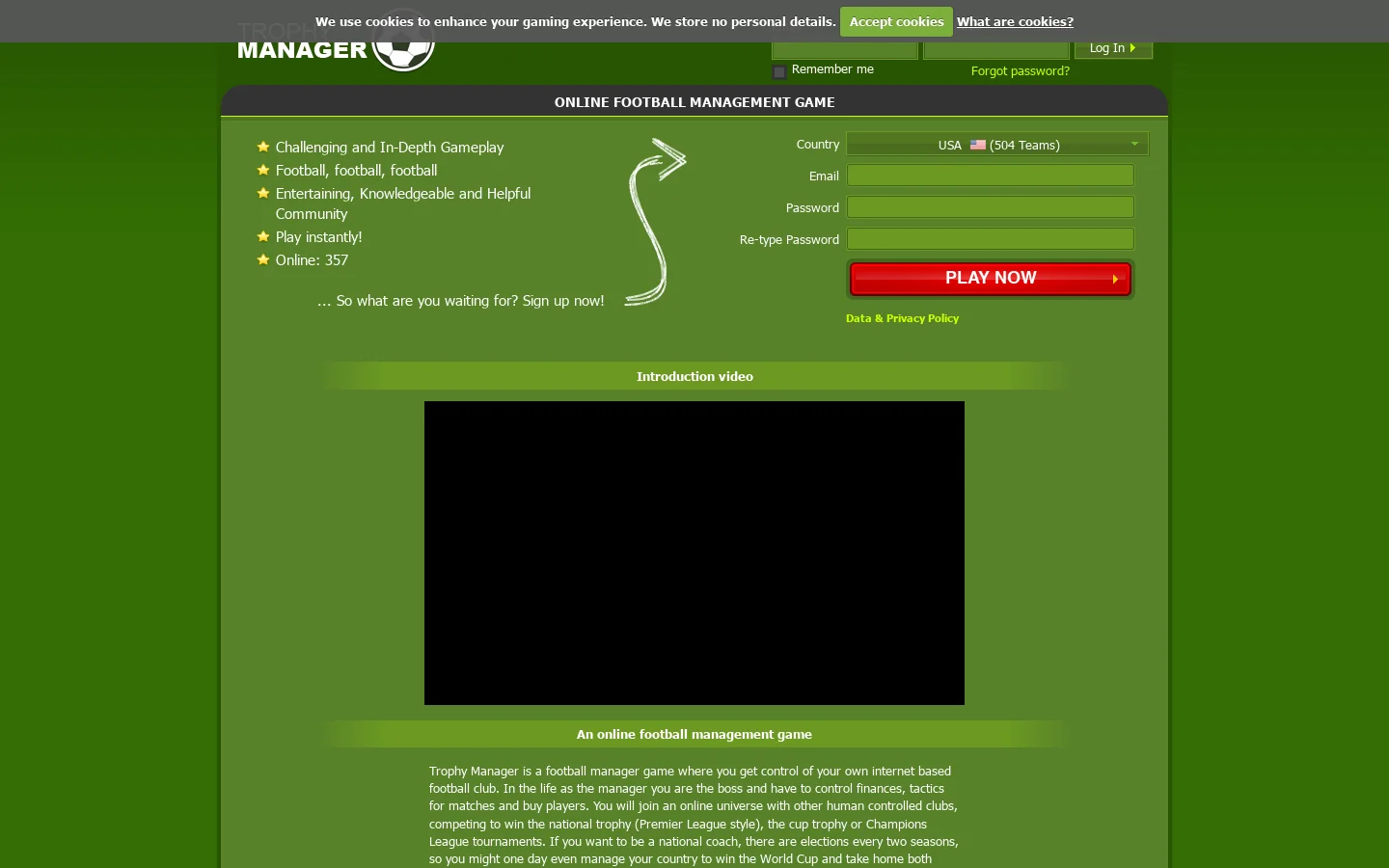 Online Football Management Game 首页截图