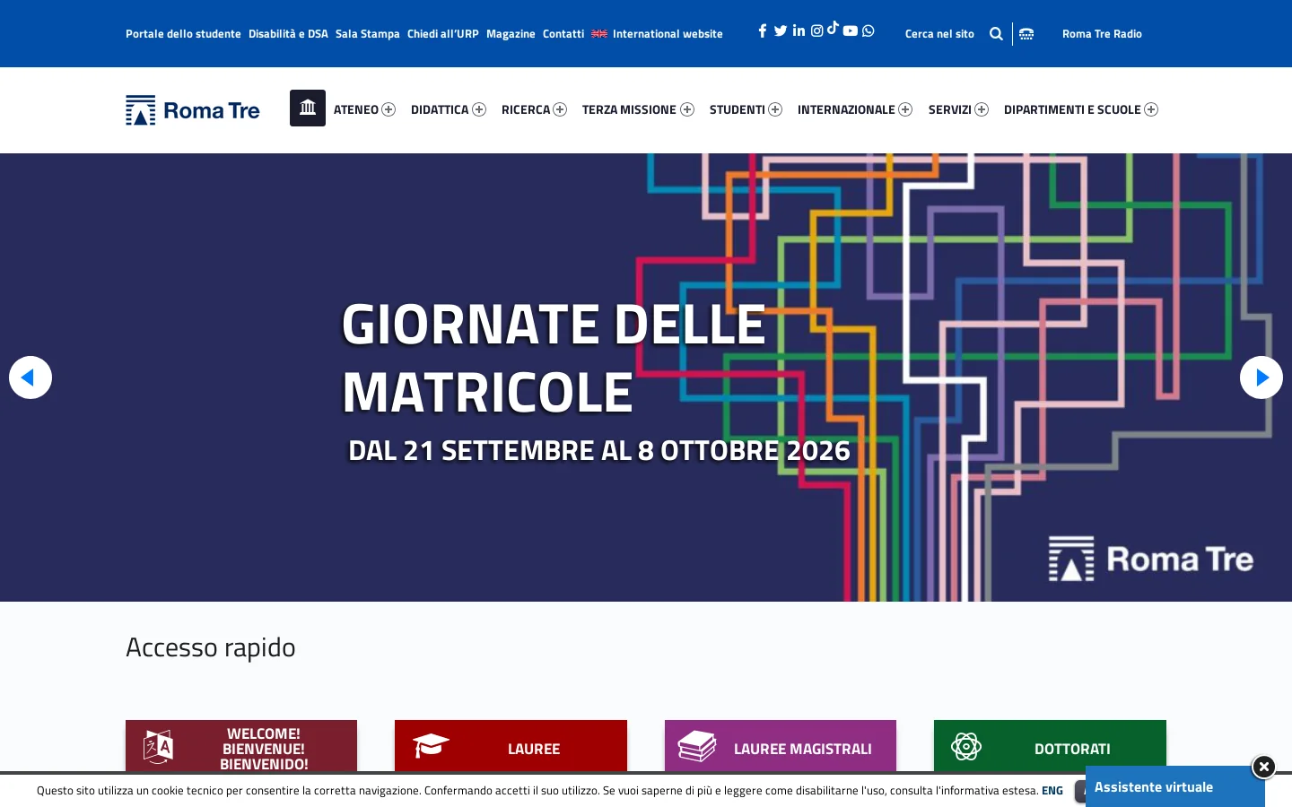 Homepage - Università Roma Tre 首页截图