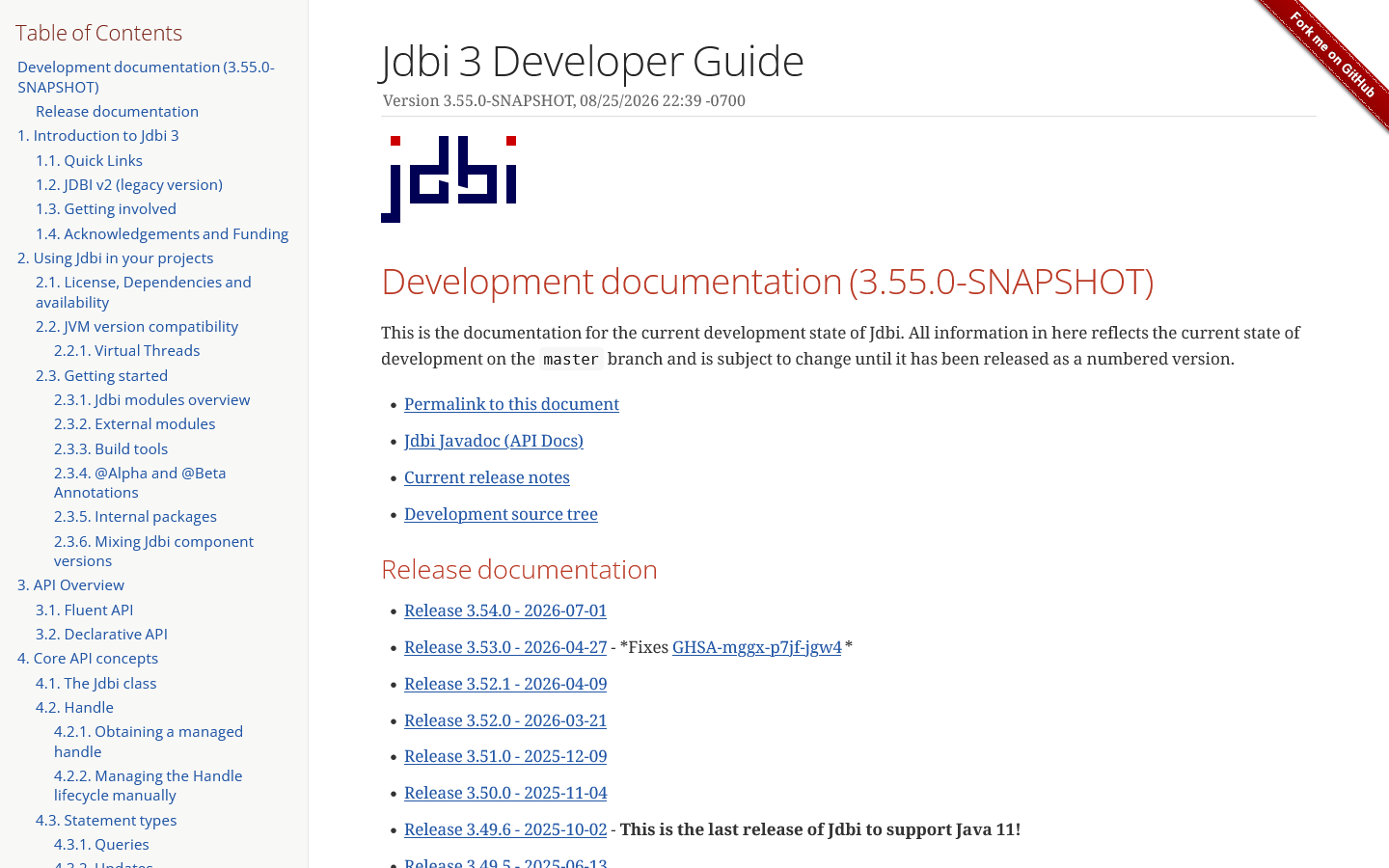 Jdbi 3 Developer Guide 首页截图