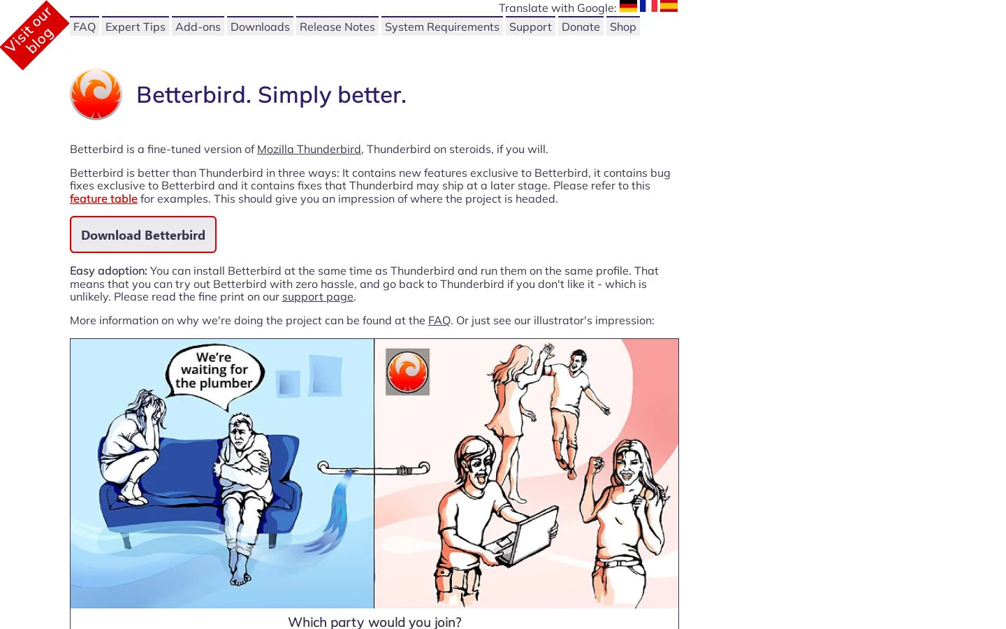 Betterbird. Simply better 首页截图