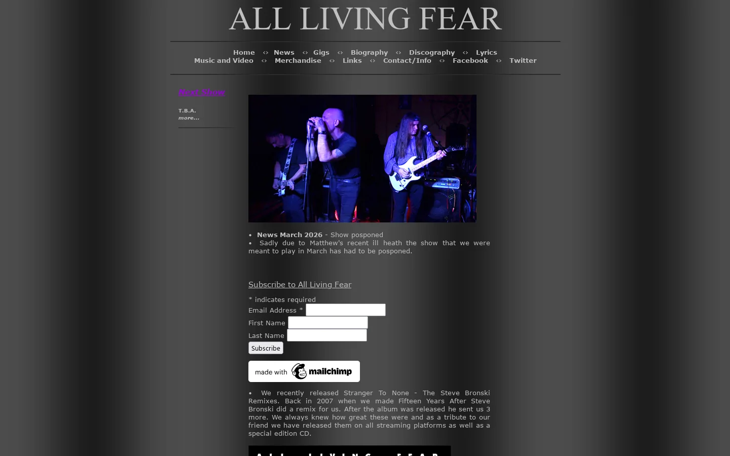 AllLivingFear.co.uk 首页截图