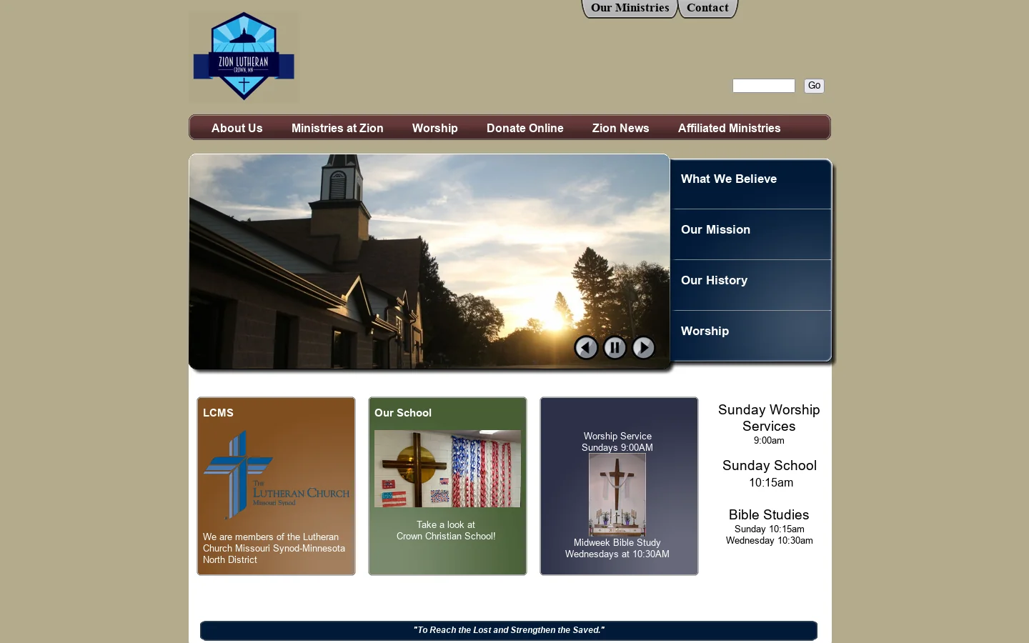 Zion Lutheran Church of Crown 首页截图