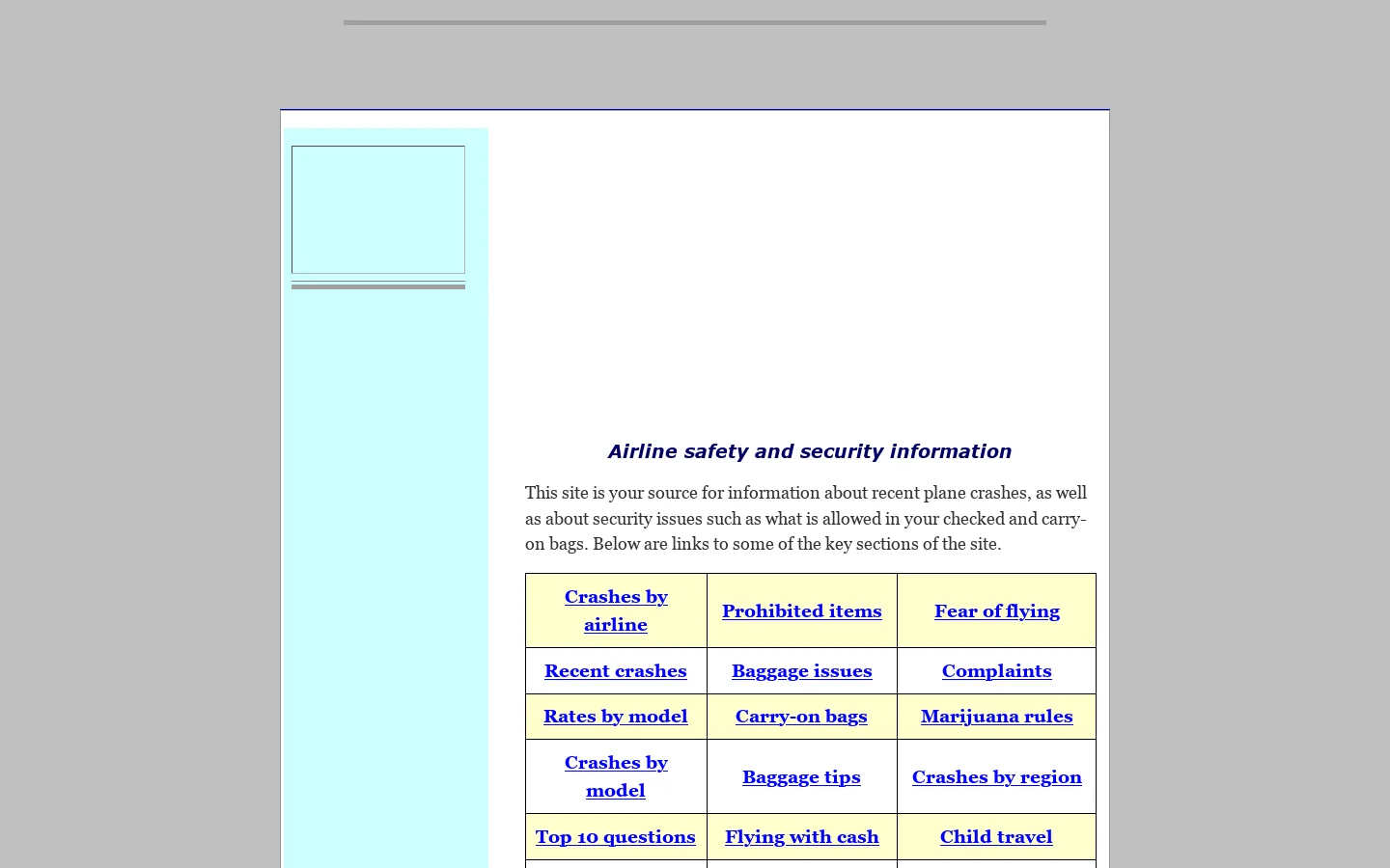Airline safety and security information 首页截图
