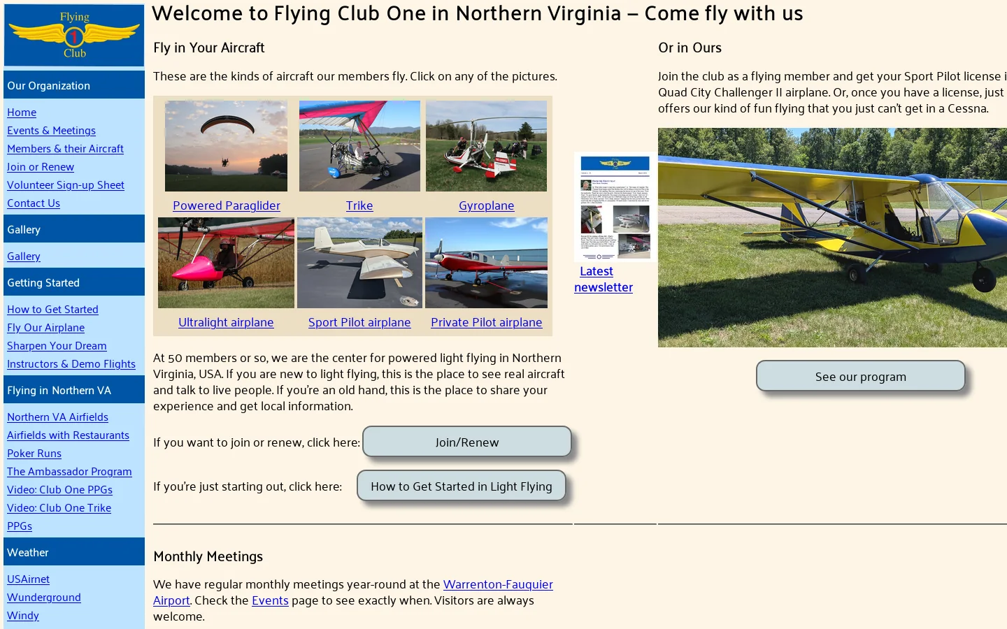 Flying Club One 首页截图