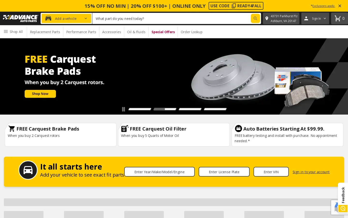 advanceautoparts.com 首页截图