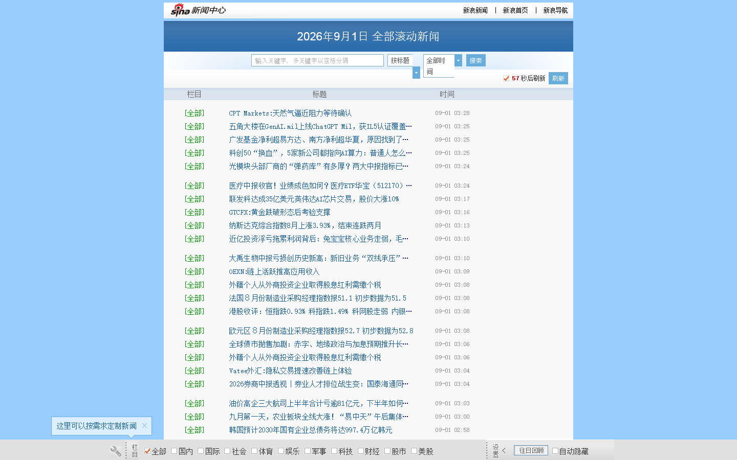 新闻中心滚动新闻_新浪网 首页截图