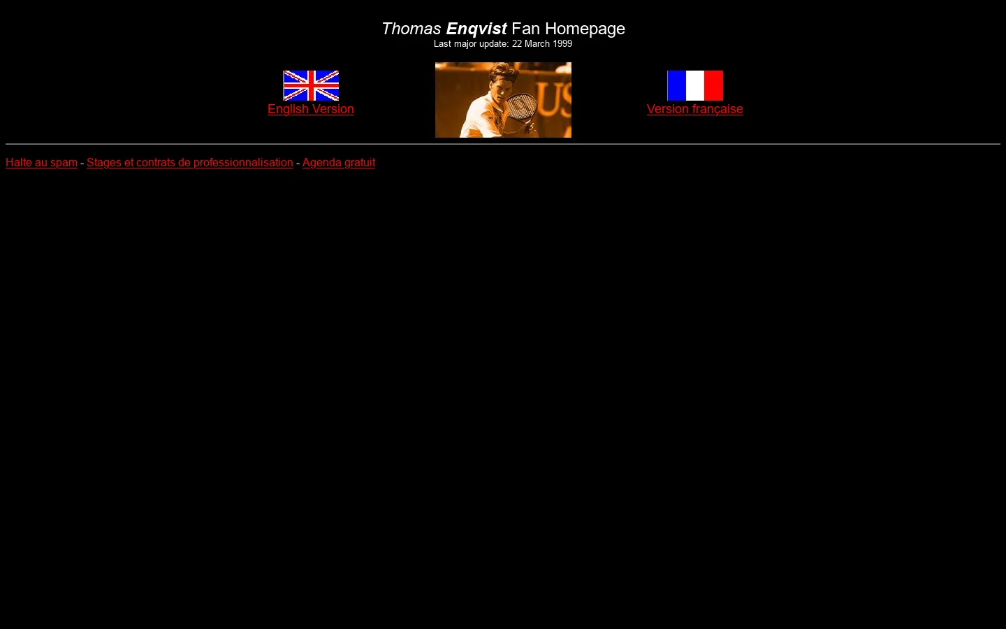 Thomas Enqvist Fan Homepage 首页截图