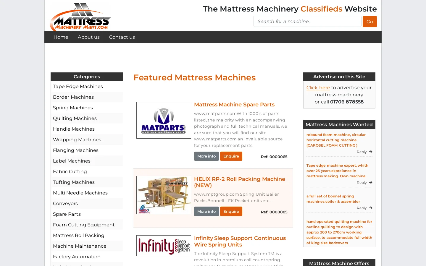 Mattress Machinery Mart 首页截图