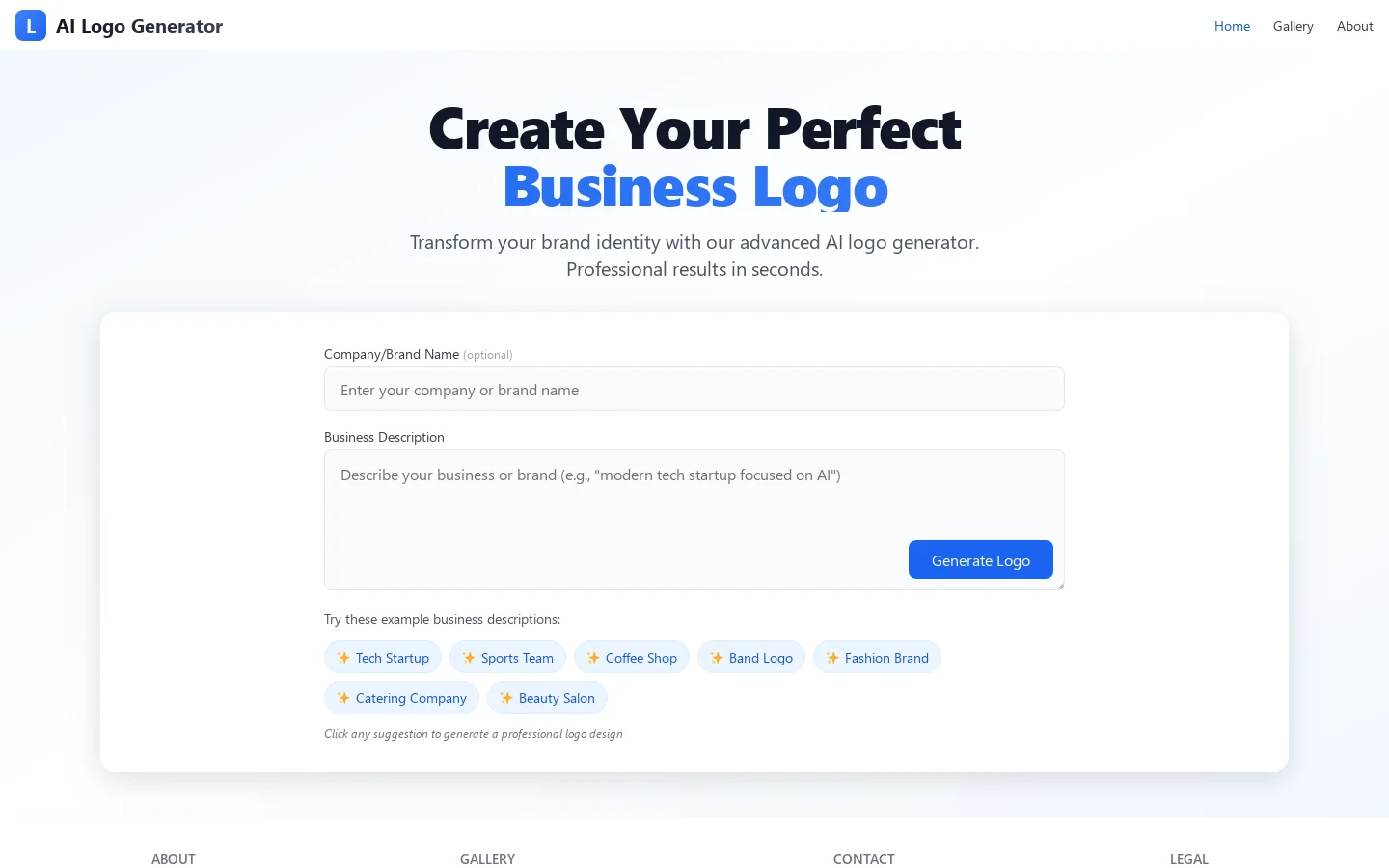AI Logo Generator 首页截图