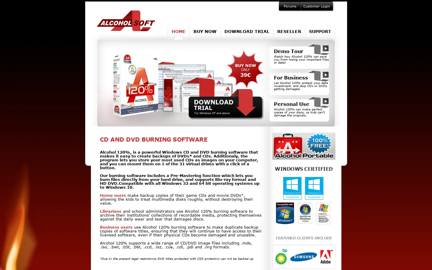Alcohol Soft copy and virtual drive software Alcohol 120 and 52% Free Edition 首页截图