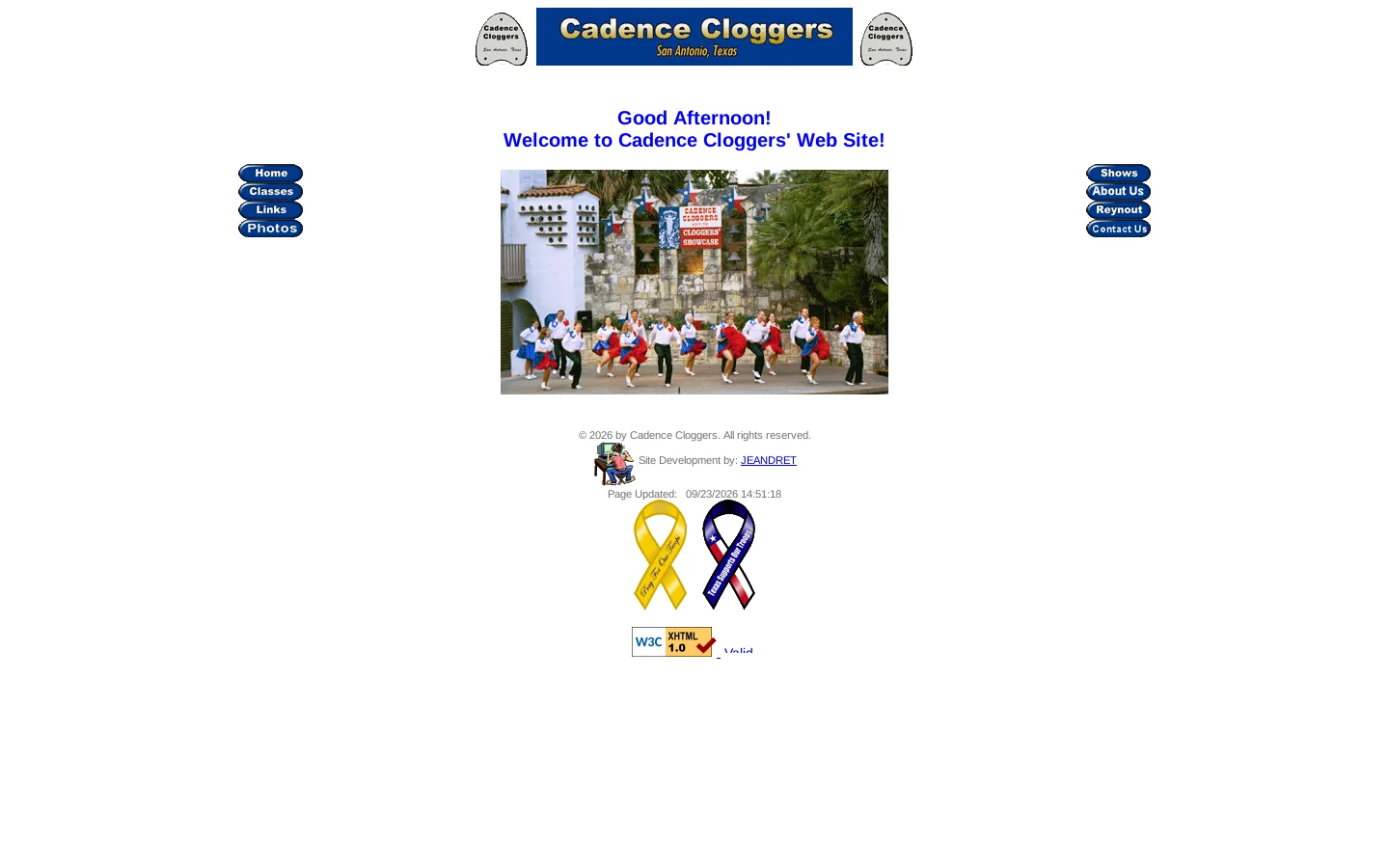 Cadence Cloggers Website 首页截图