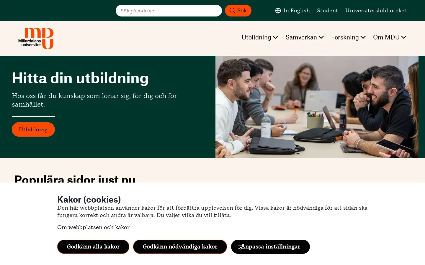 Mälardalens universitet – Mälardalens universitet 首页截图