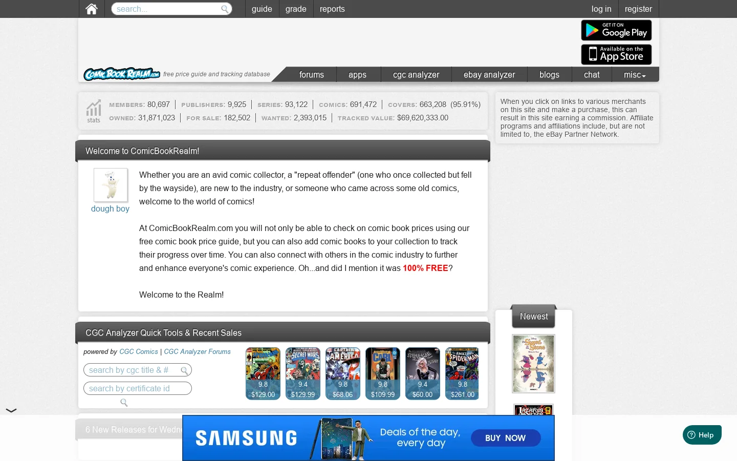 ComicBookRealm.com 首页截图