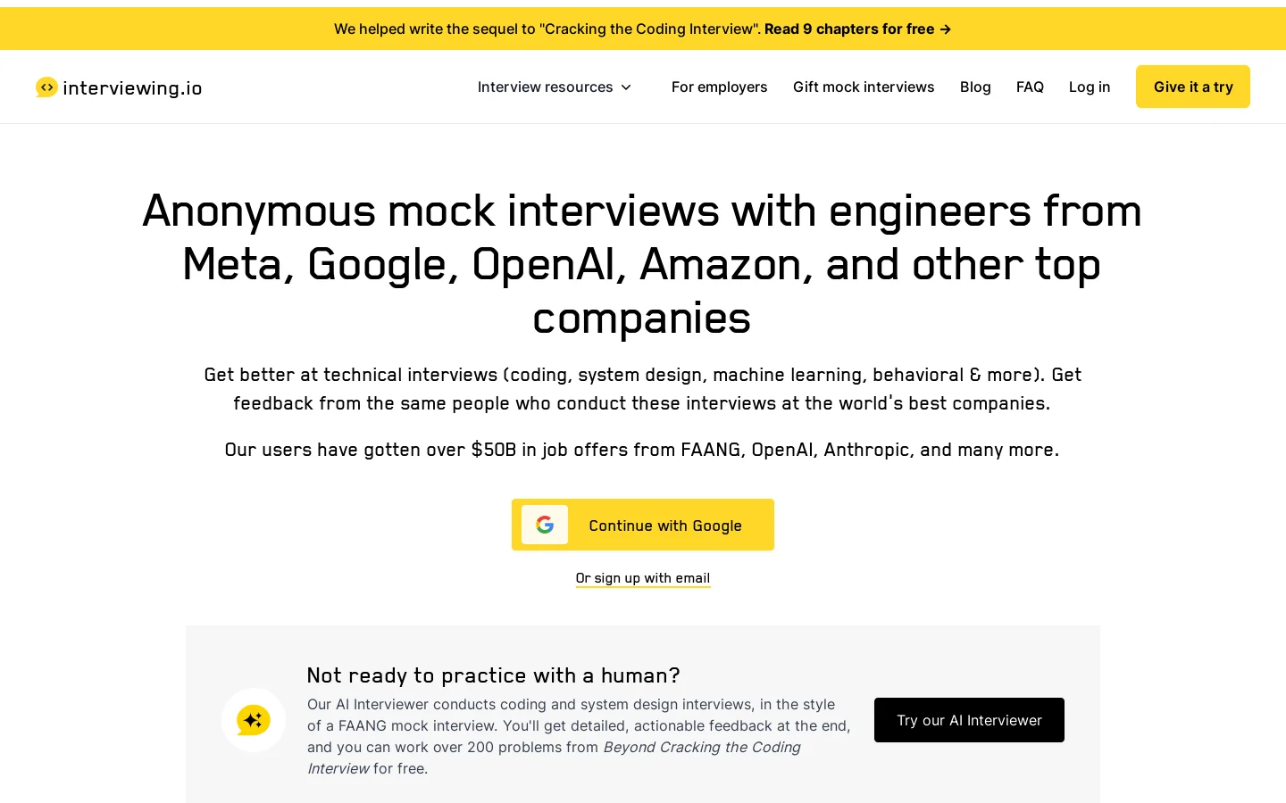 interviewing.io 首页截图