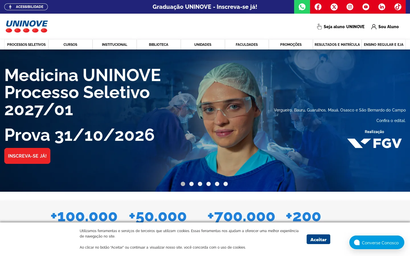 UNINOVE 首页截图