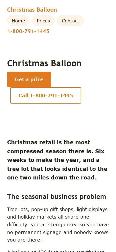 Christmas Balloon Homepage screenshot