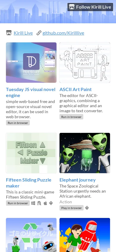 Kirill Live Homepage screenshot
