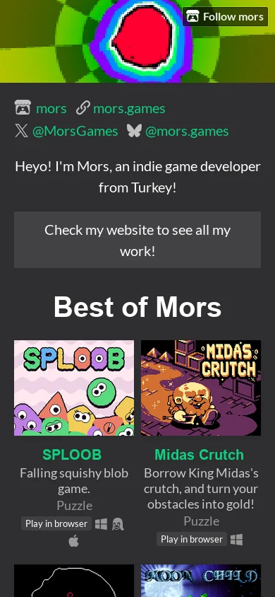 mors - itch.io Homepage screenshot