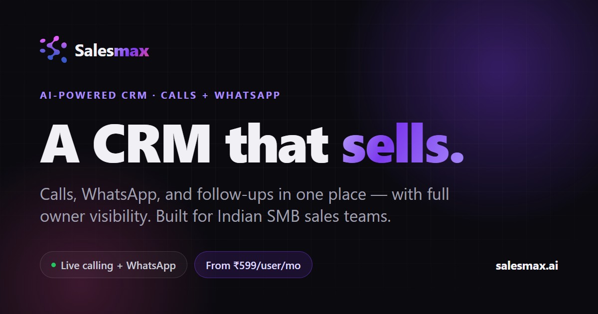 AI-Powered CRM for Indian Sales Teams | Salesmax.ai · Twitter