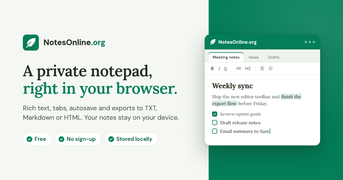 NotesOnline.org - Online Notepad in your browser
