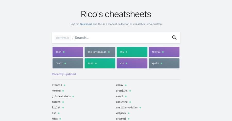 Devhints — TL;DR for developer documentation · Twitter