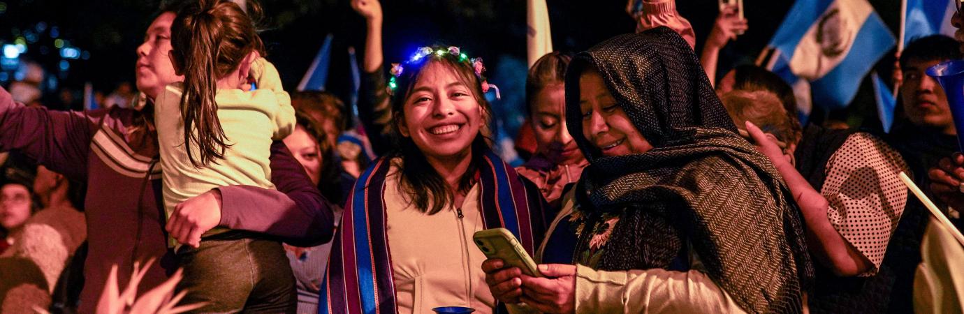 Bernardo Arevalo supporters cheer after their presidential victory in Guatemala.
