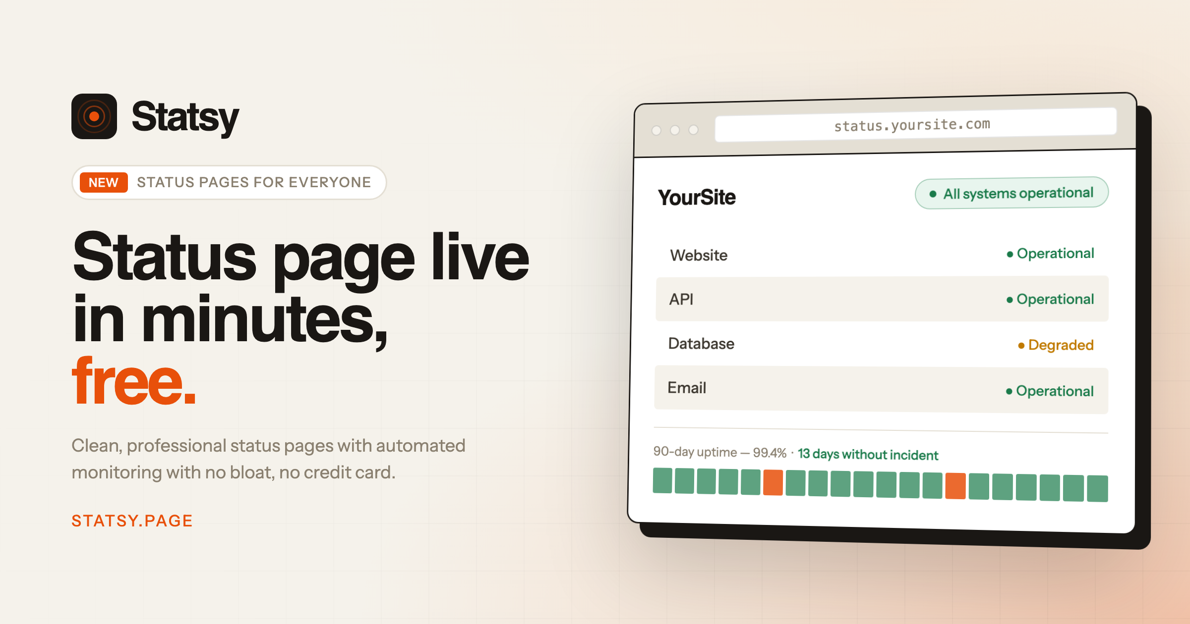 Statsy - Status pages for everyone who needs one · Twitter
