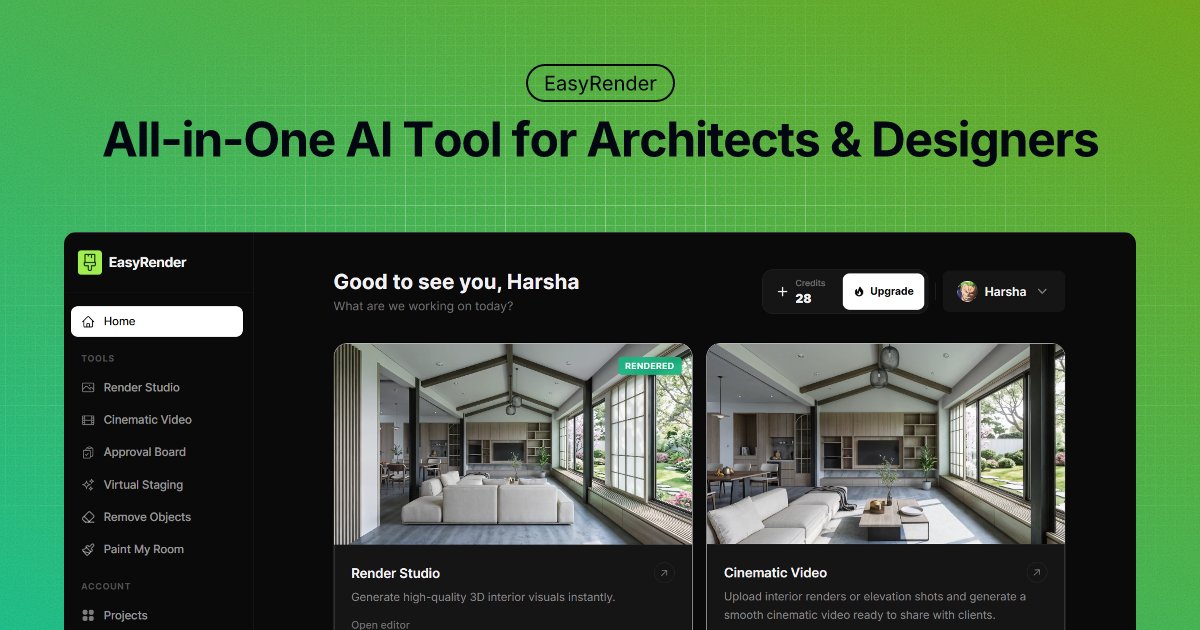 EasyRender - AI Rendering for Architects & Designers · Twitter