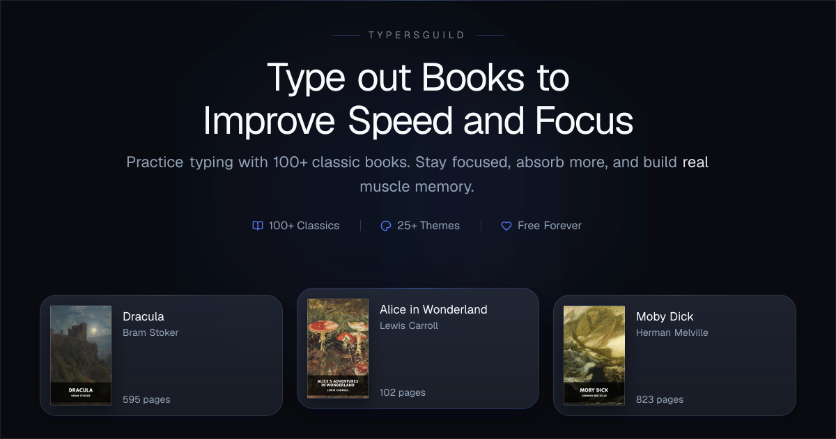 Typersguild - Practice typing with books