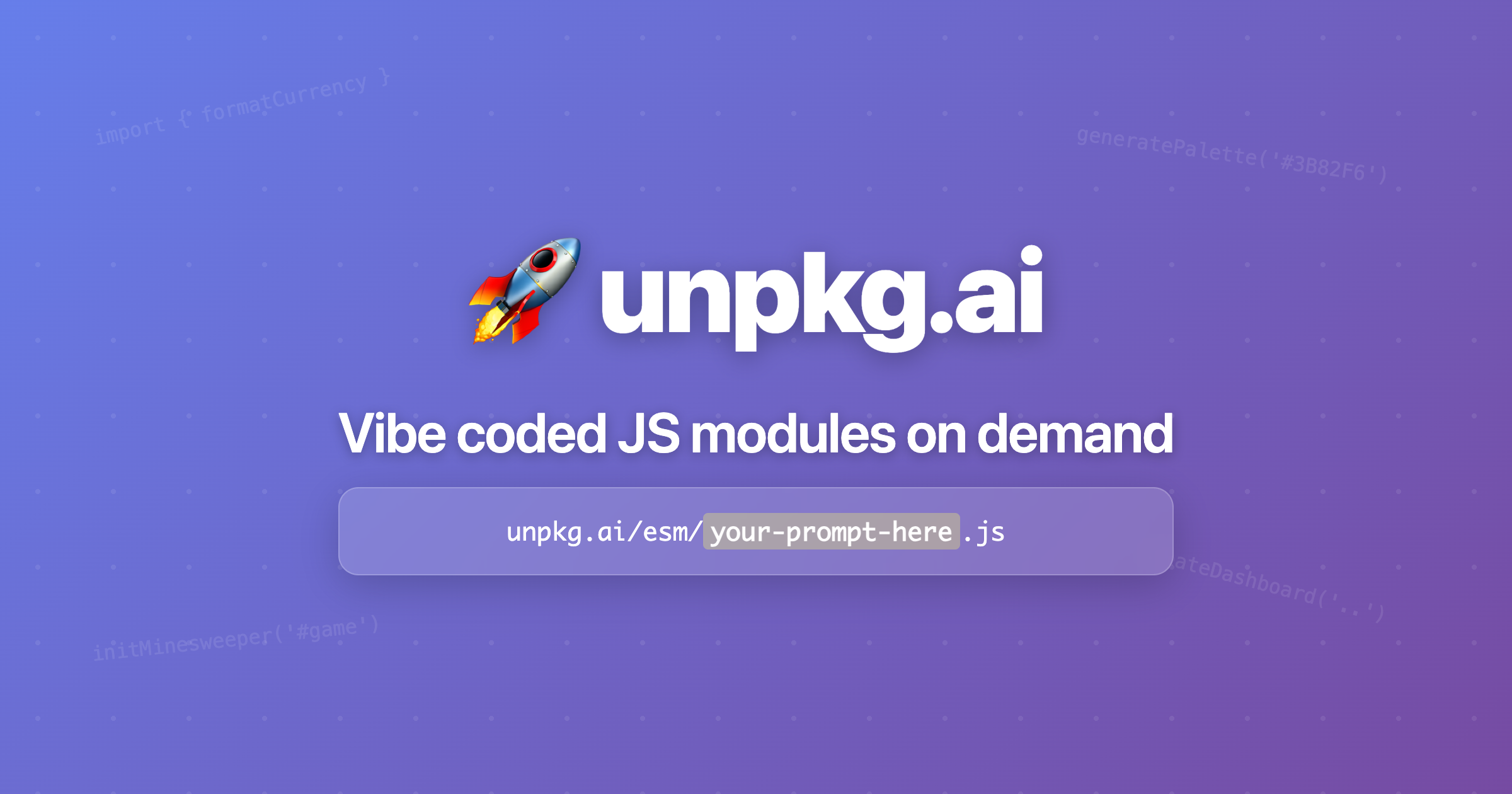 unpkg.ai - AI-powered ESM modules · Twitter